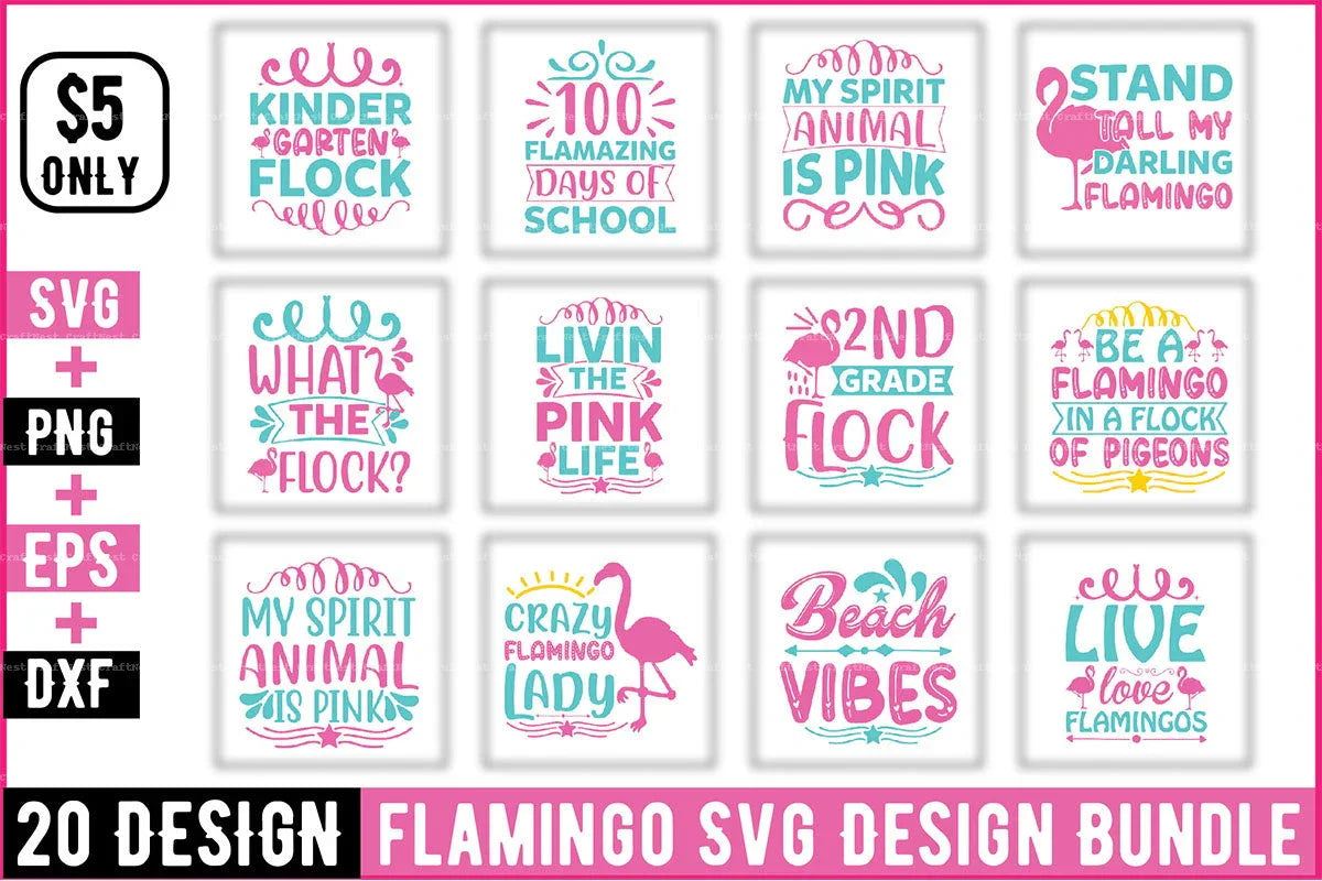 Flamingo Design SVG Bundle