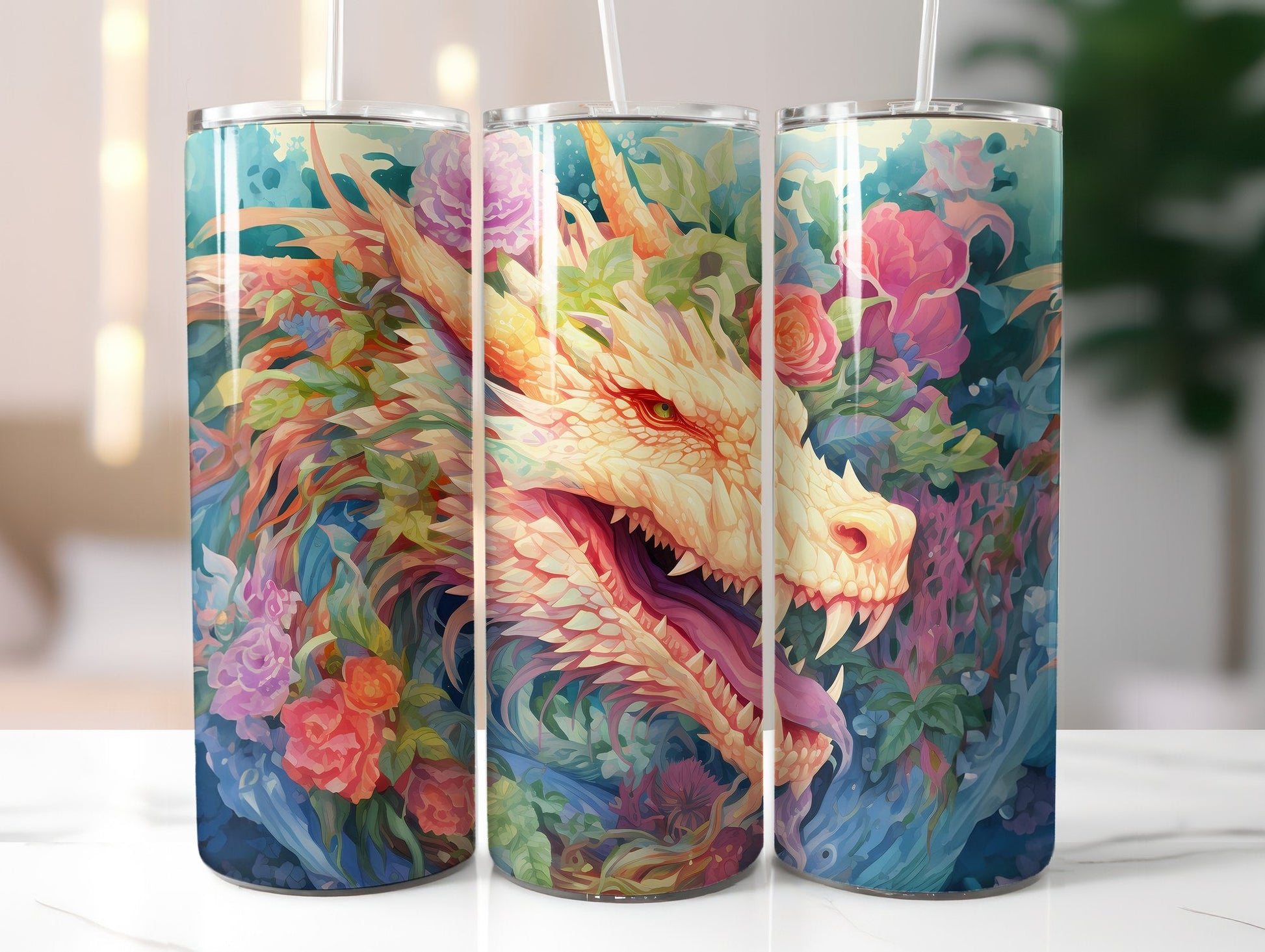 Floral Dragons Tumbler Wrap - CraftNest