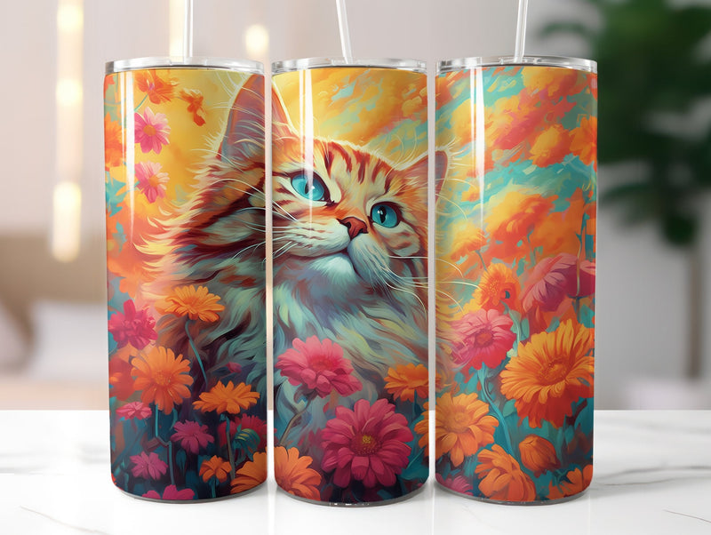 Flower Cats Tumbler Wrap - CraftNest