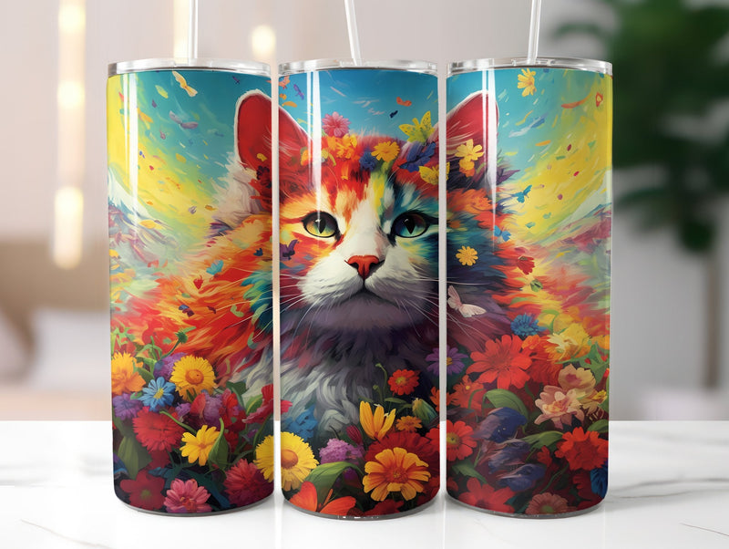 Flower Cats Tumbler Wrap - CraftNest