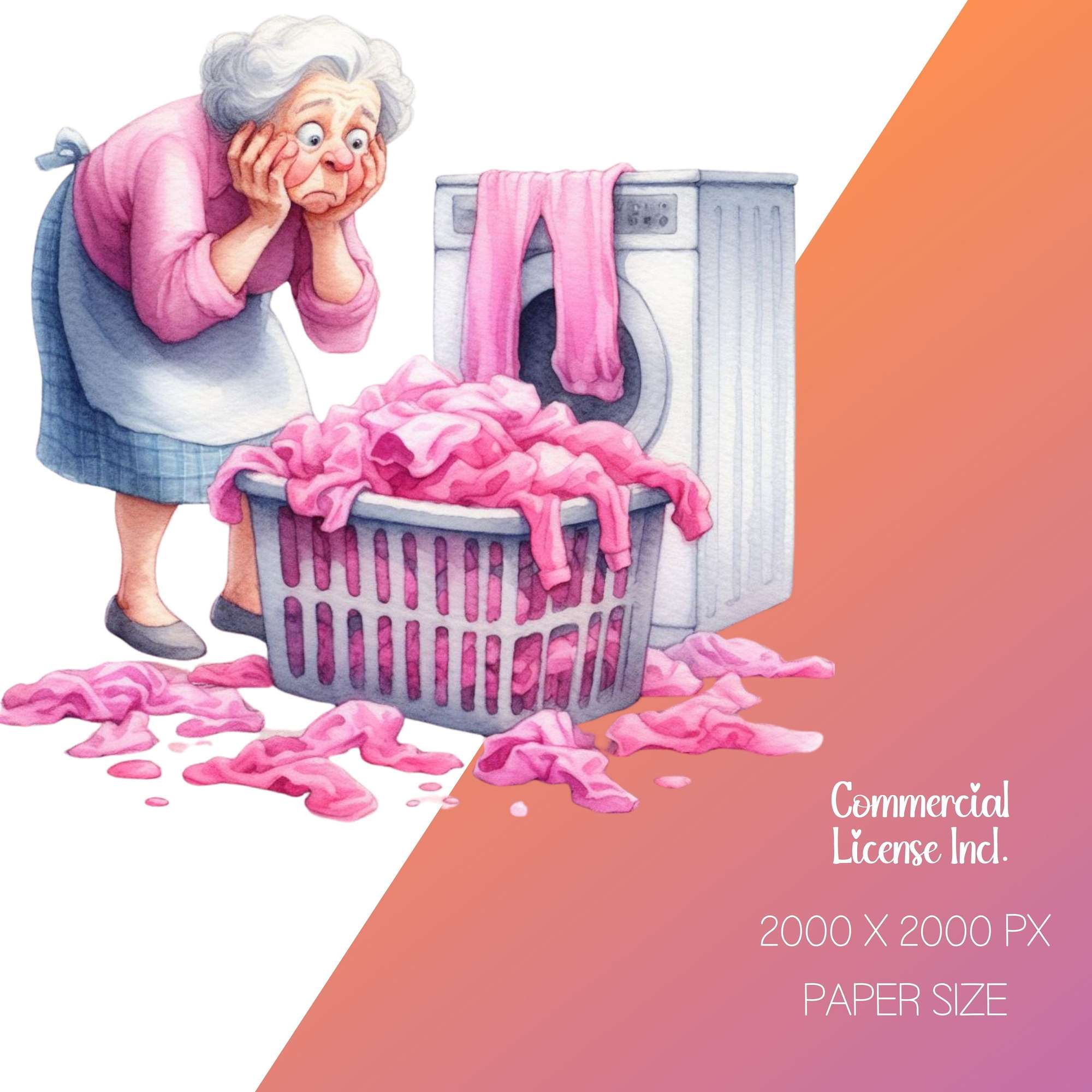 Funny Old Ladies Laundry Day Clipart - CraftNest - Digital Crafting and Art