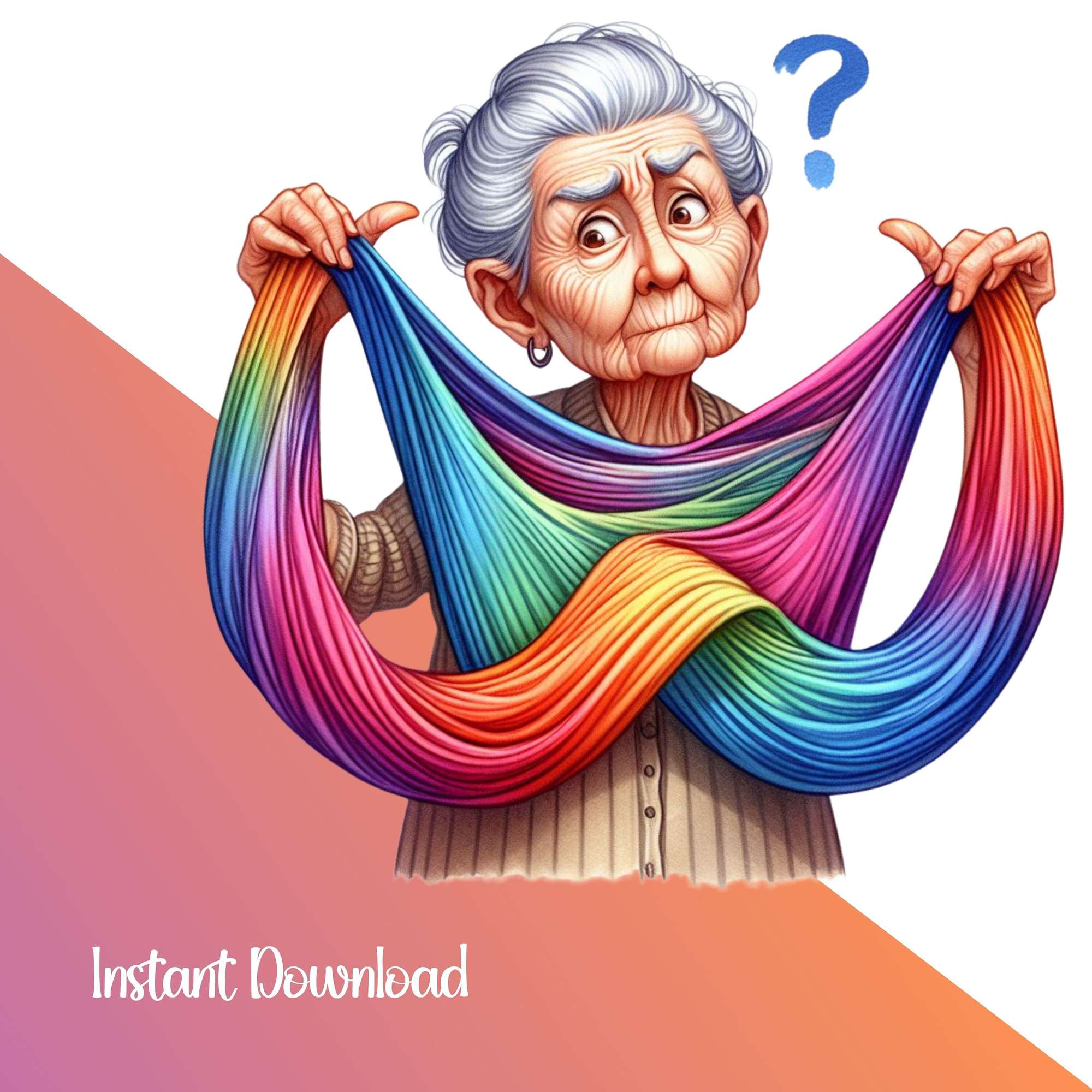 Funny Old Ladies Laundry Day Clipart - CraftNest - Digital Crafting and Art
