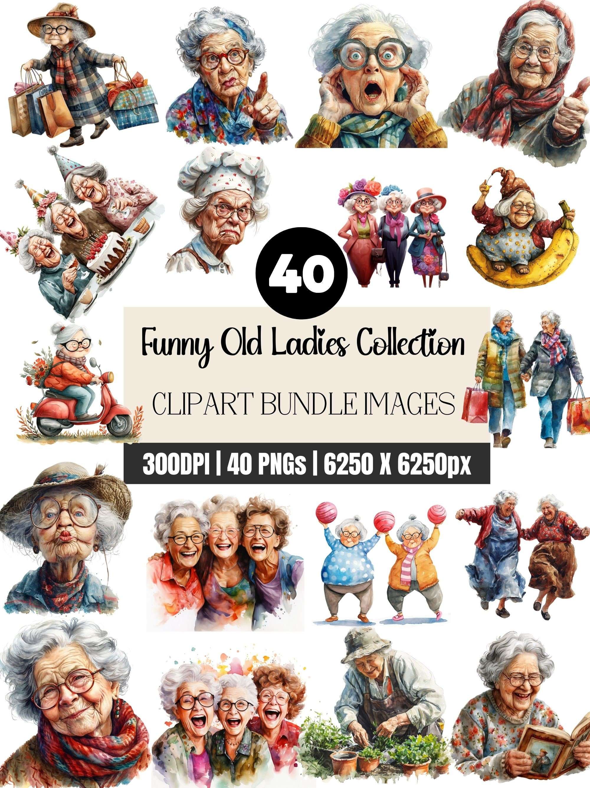 Funny Old Ladies Clipart - CraftNest - Digital Crafting and Art