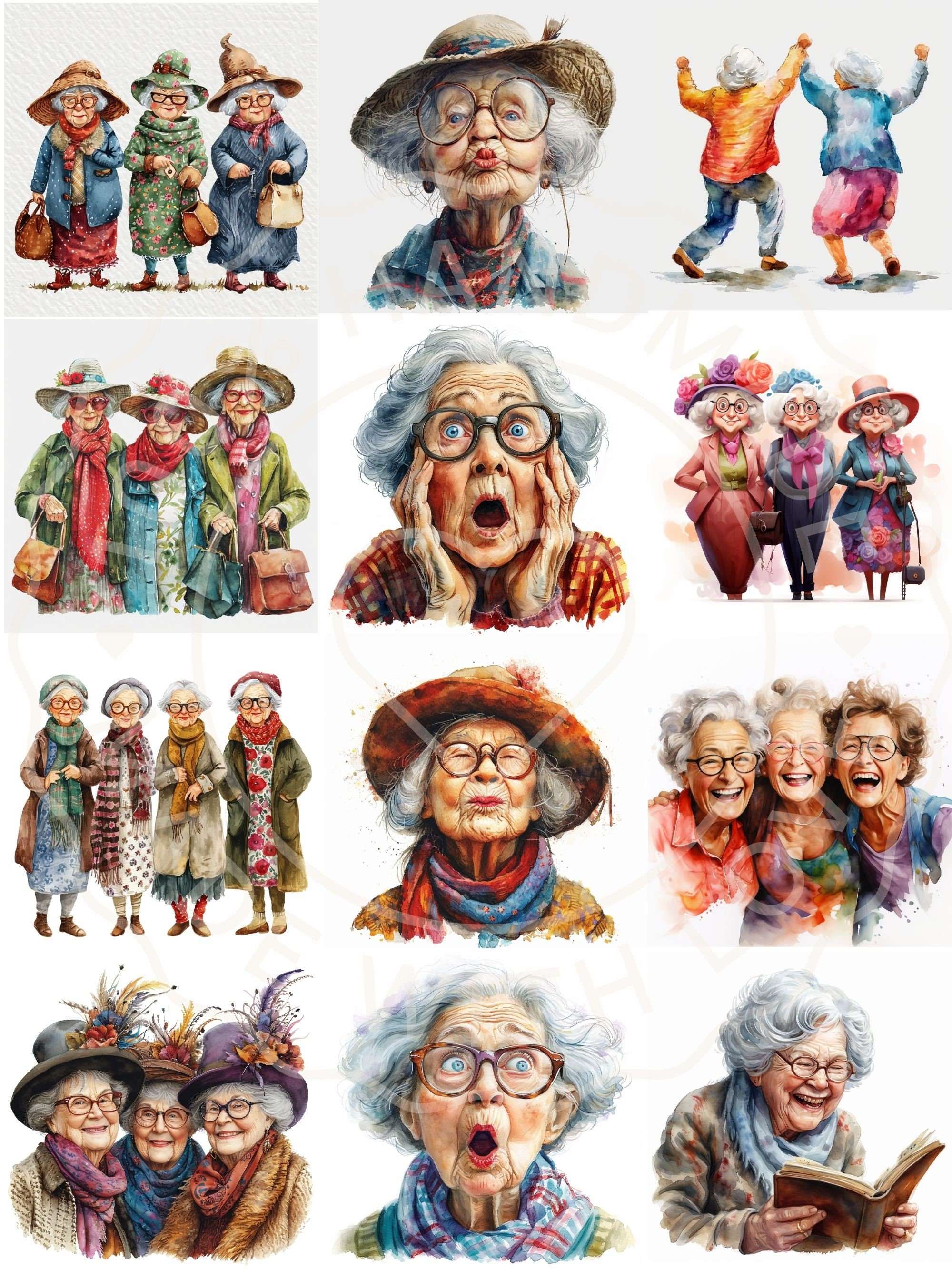 Funny Old Ladies Clipart - CraftNest - Digital Crafting and Art