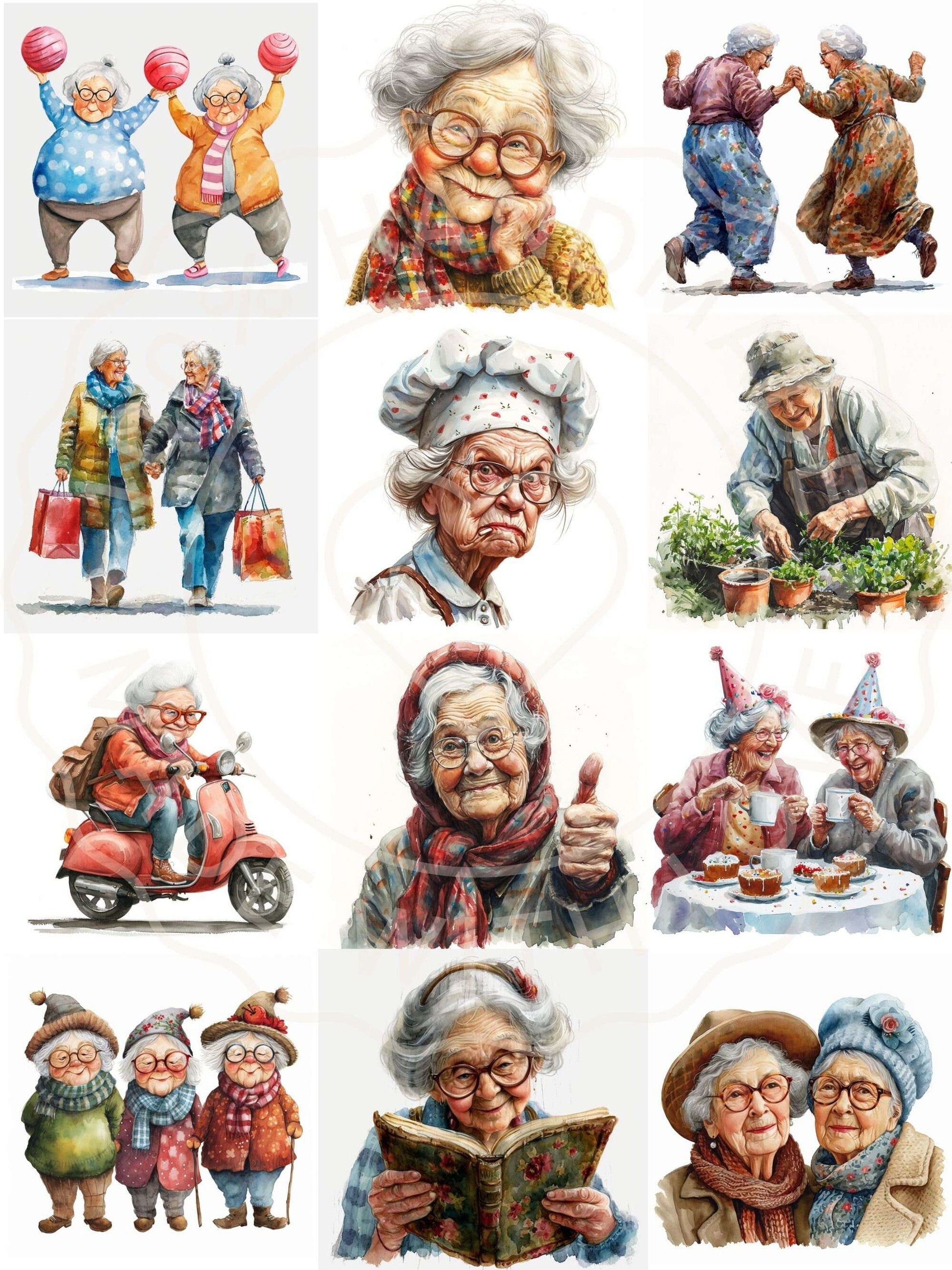 Funny Old Ladies Clipart - CraftNest - Digital Crafting and Art