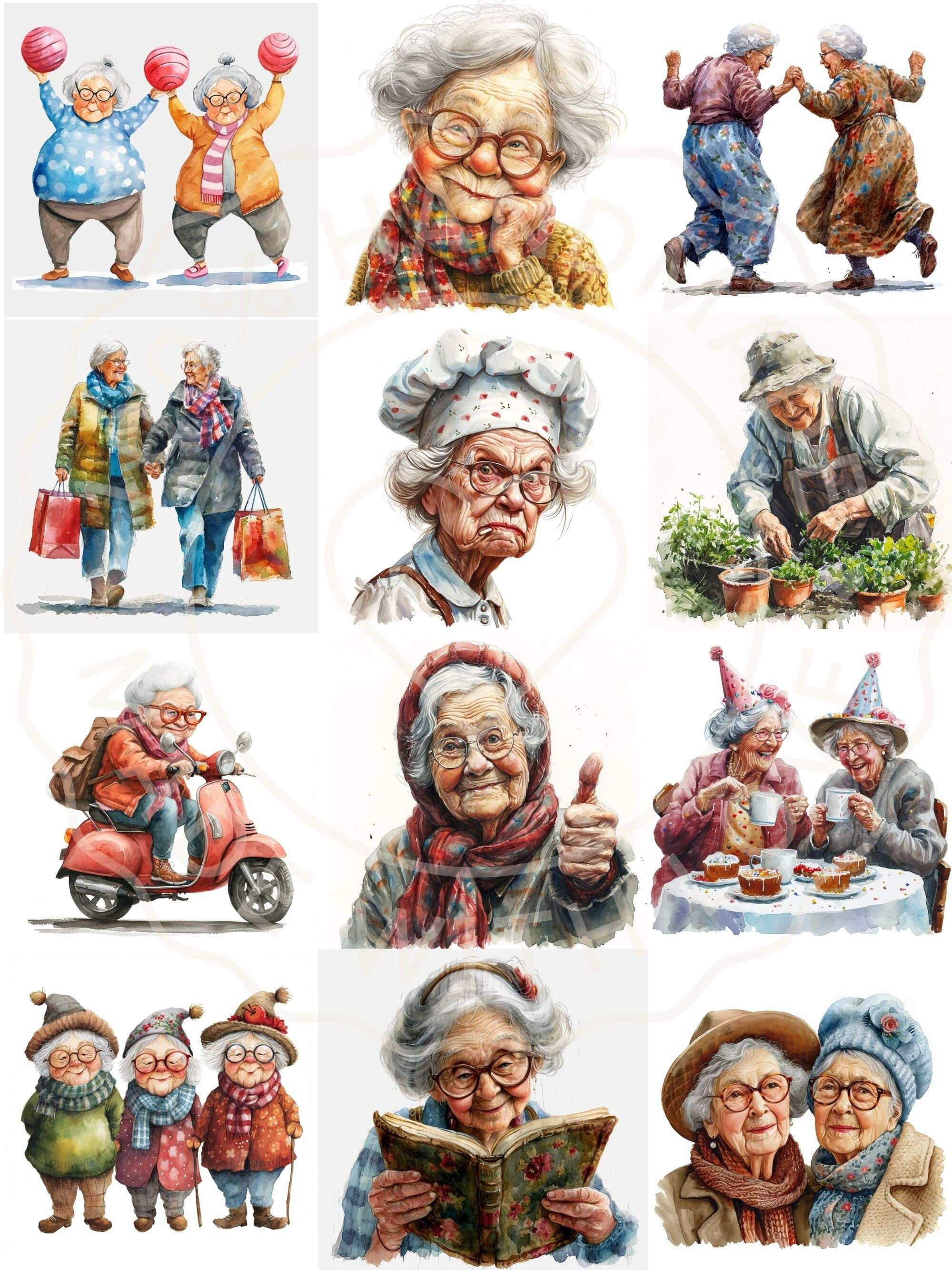 Funny Old Ladies Clipart - CraftNest - Digital Crafting and Art