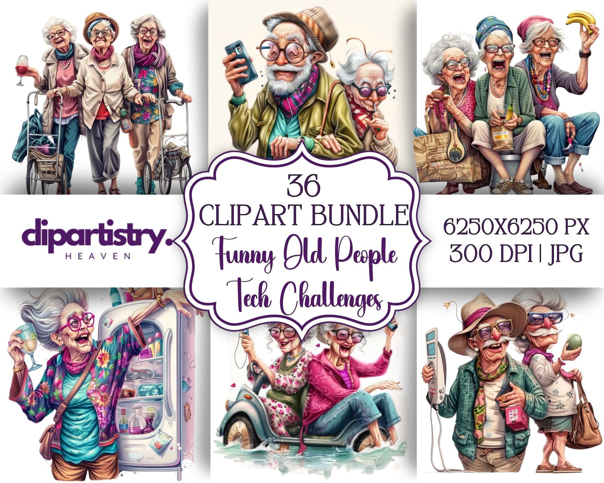 Funny Old People Tech Challenges Clipart - CraftNest - Digital Crafting and Art