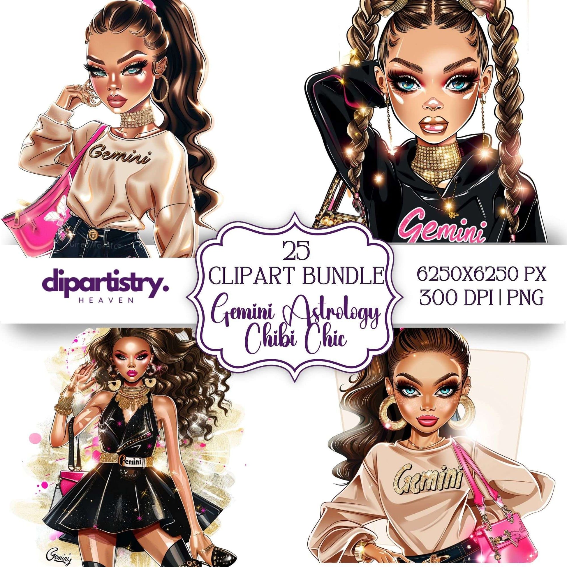 Gemini Astrology Chic Clipart - CraftNest - Digital Crafting and Art