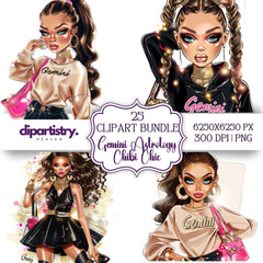 Gemini Astrology Chic Clipart - CraftNest - Digital Crafting and Art