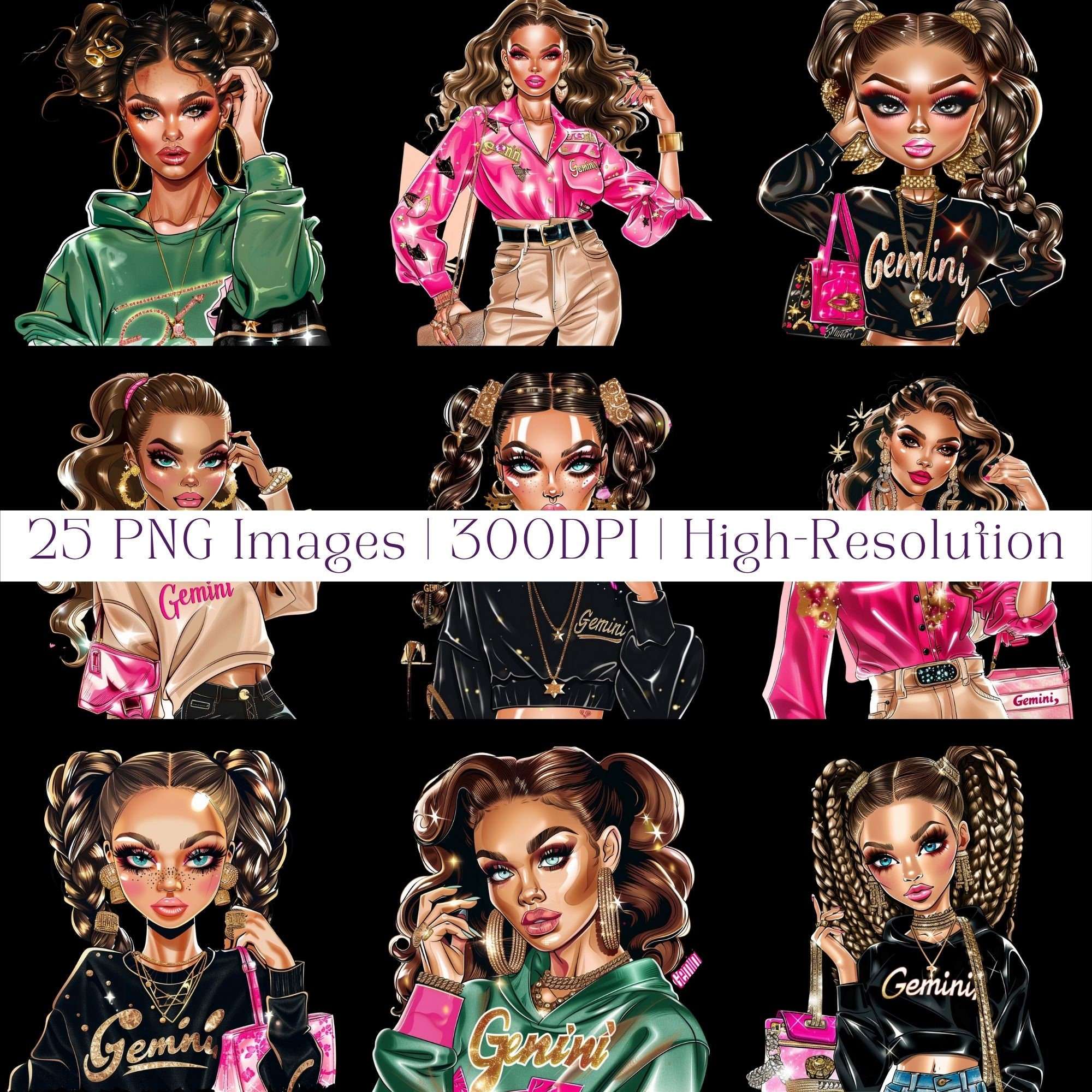 Gemini Astrology Chic Clipart - CraftNest - Digital Crafting and Art