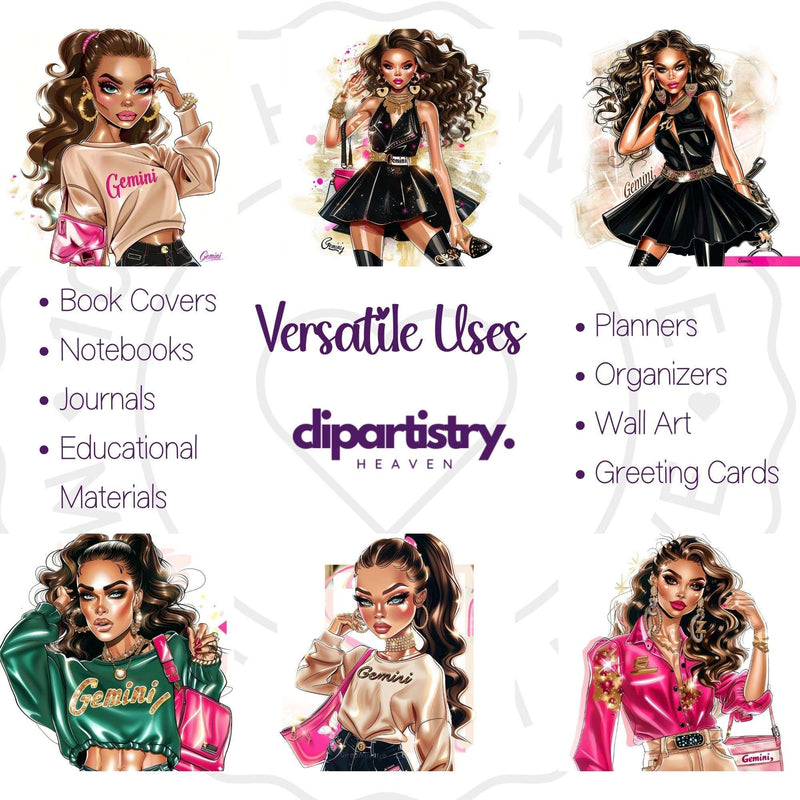Gemini Astrology Chic Clipart - CraftNest - Digital Crafting and Art