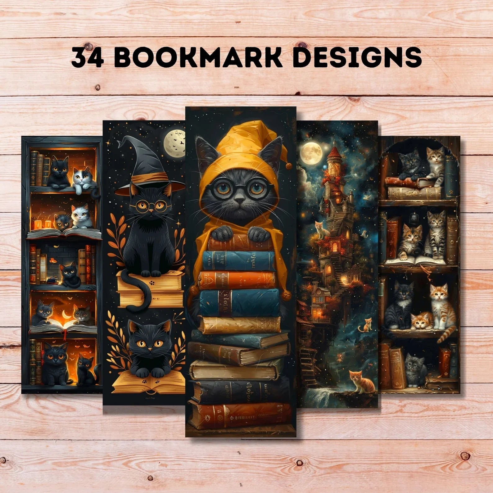 Whimsical Cat Bookmarks Junk Journal Pages - CraftNest - Digital Crafting and Art