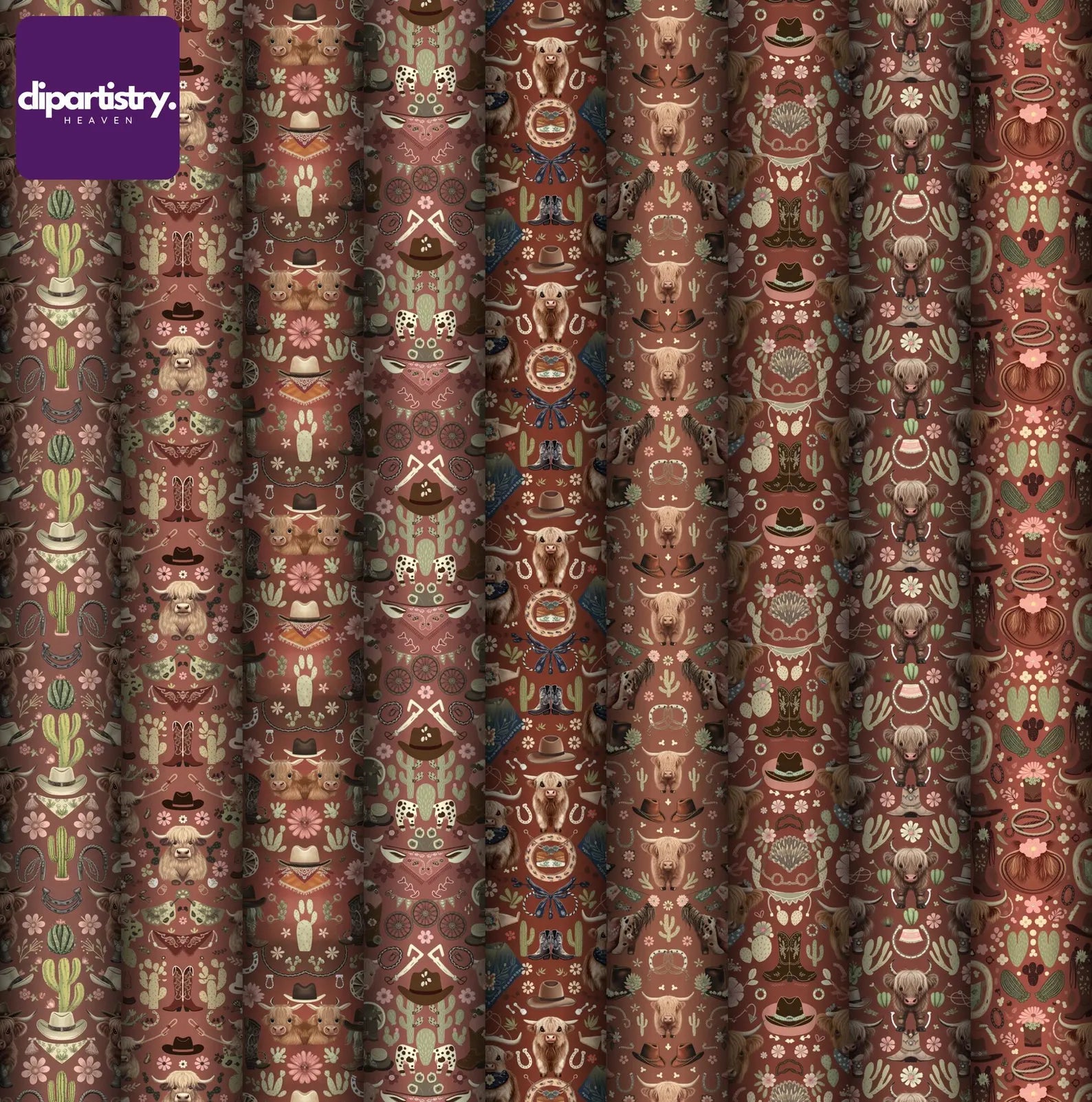 Digital Baby Highland Cows Texture - CraftNest - Digital Crafting and Art