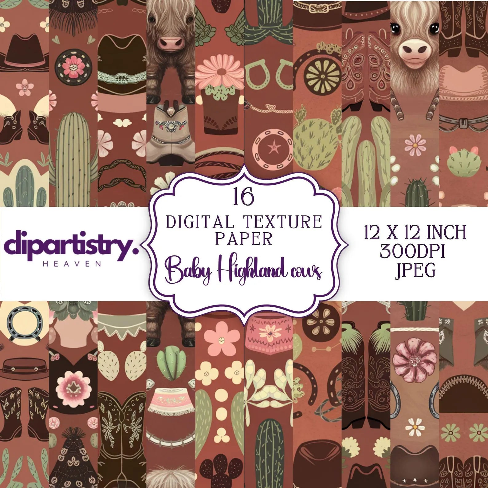 Digital Baby Highland Cows Texture - CraftNest - Digital Crafting and Art