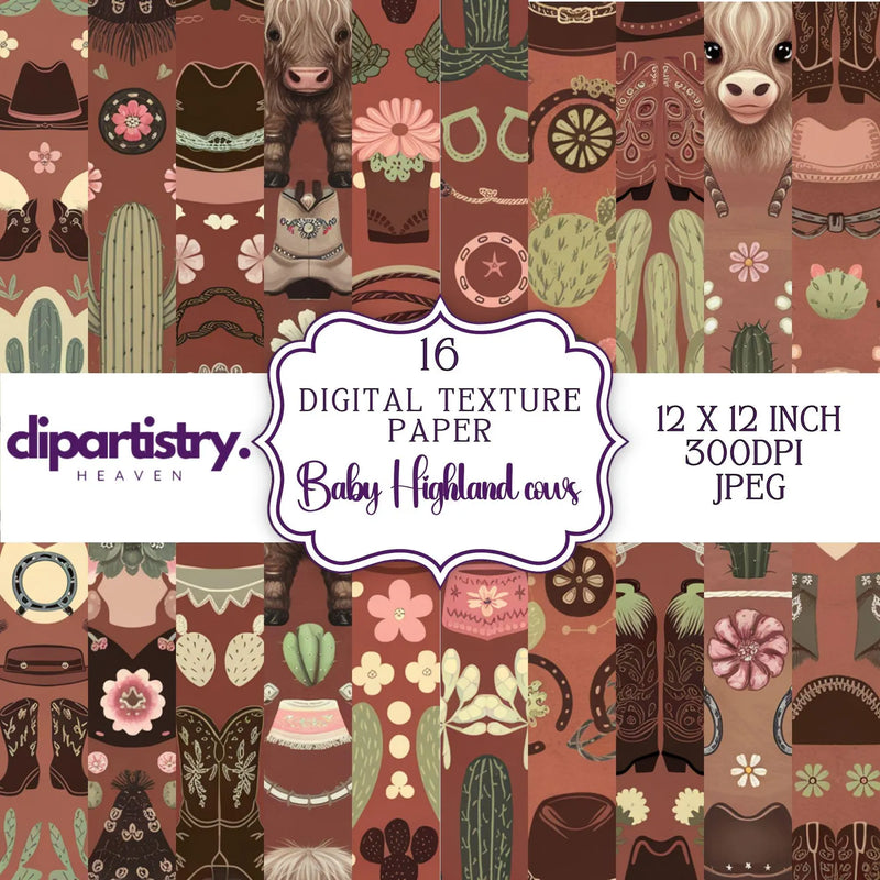 Digital Baby Highland Cows Texture - CraftNest - Digital Crafting and Art