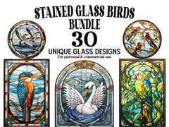 Stained Glass Birds Clipart - CraftNest