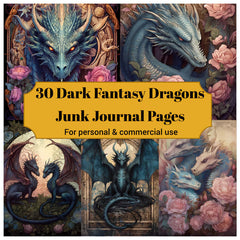 Dark Fantasy Dragons Junk Journal Pages - CraftNest