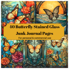 Stained Glass Butterflies Junk Journal Pages - CraftNest