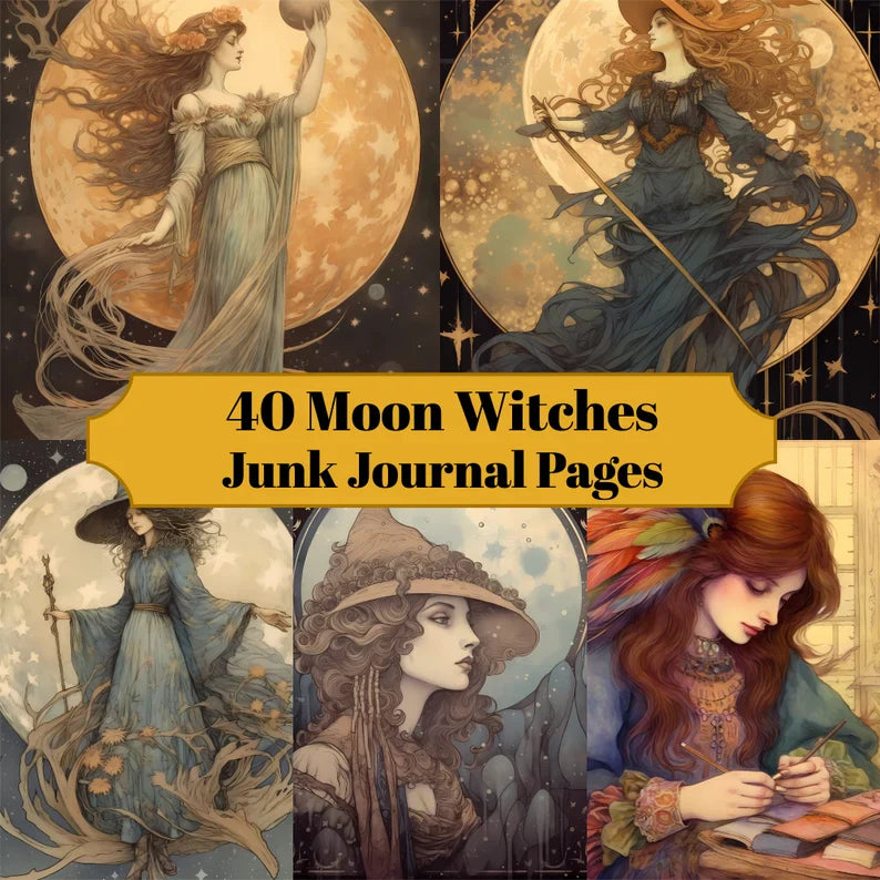 Cute Witches Junk Journal Pages - CraftNest - Digital Crafting and Art