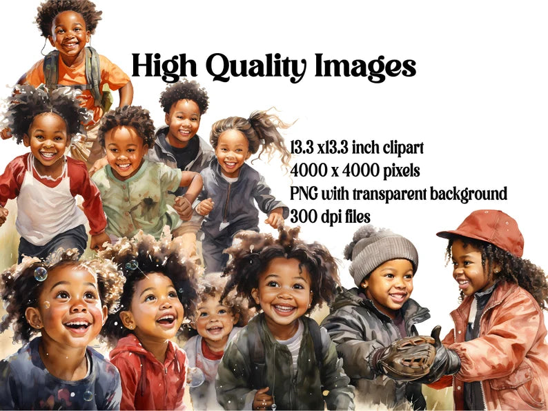 Afro-American Children Playing Clipart - CraftNest