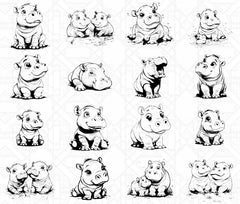 Baby Hippos SVG Bundle - CraftNest - Digital Crafting and Art