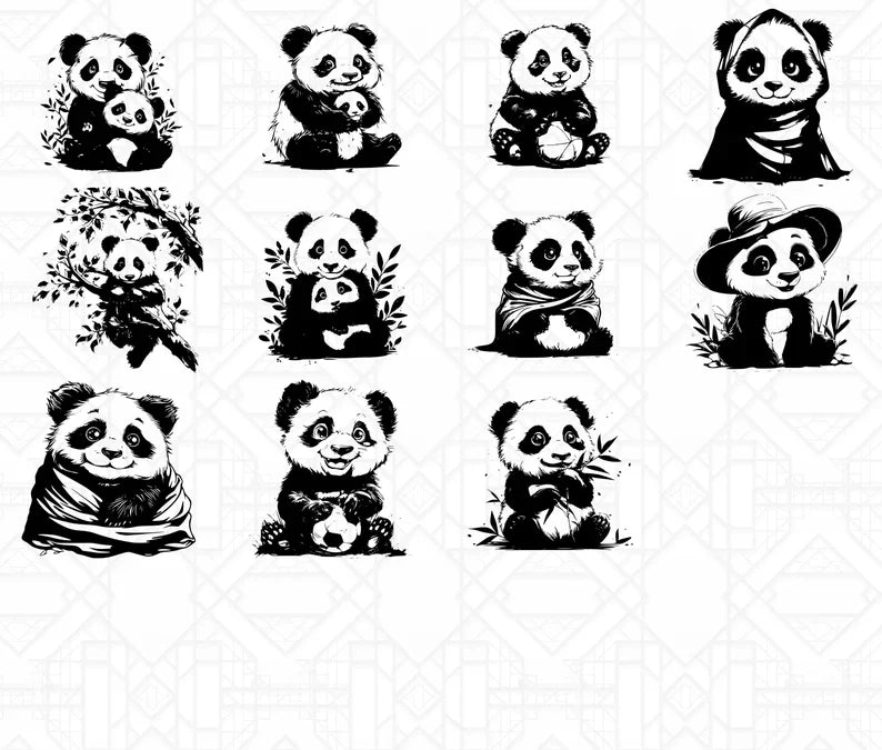 Baby Pandas SVG Bundle - CraftNest - Digital Crafting and Art