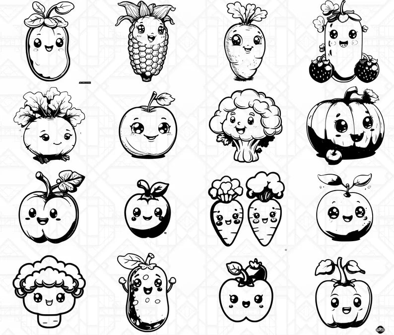 Kawaii Fruits SVG Bundle - CraftNest - Digital Crafting and Art
