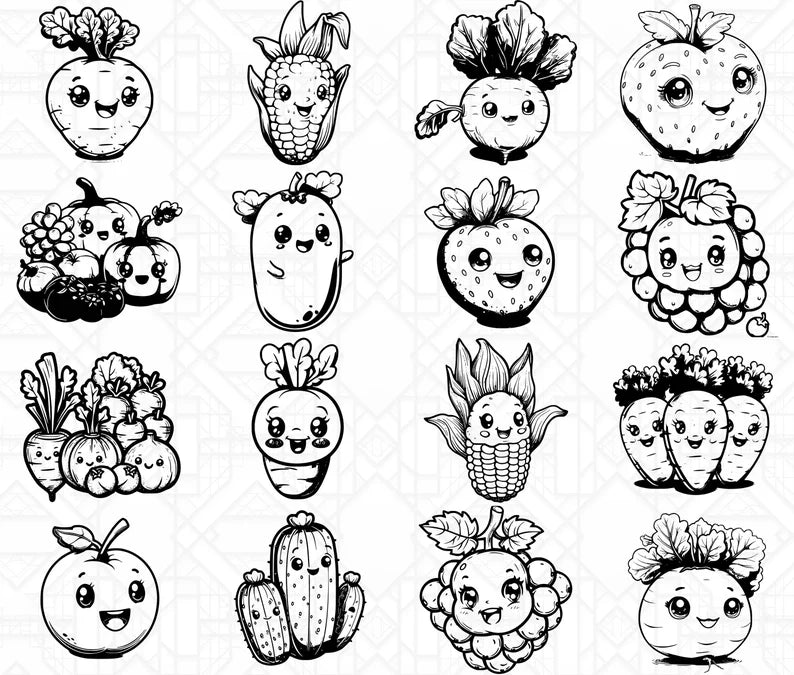 Kawaii Fruits SVG Bundle - CraftNest - Digital Crafting and Art