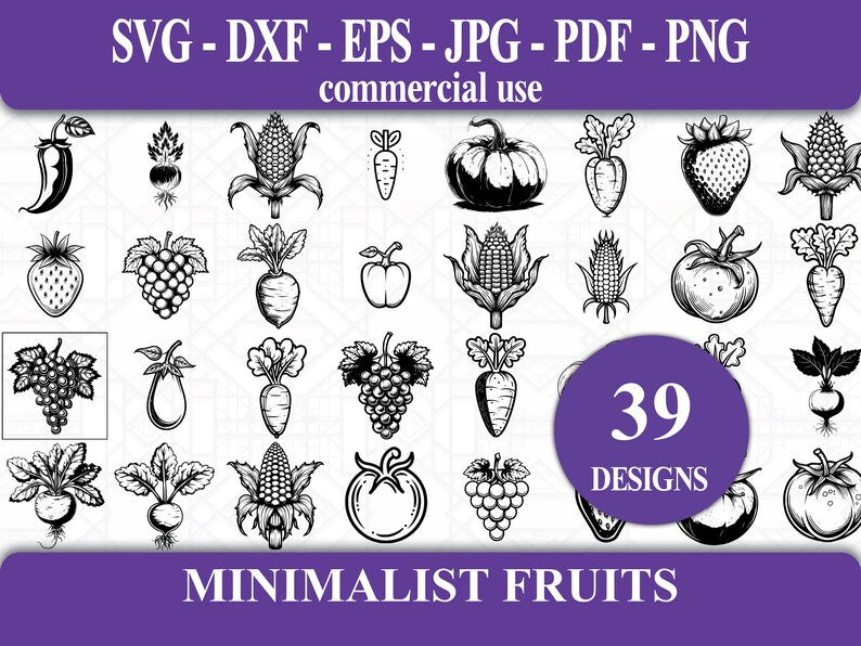 Minimalist Fruits SVG Bundle - CraftNest - Digital Crafting and Art