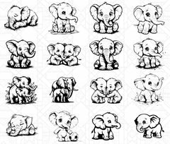 Baby Elephants SVG Bundle - CraftNest - Digital Crafting and Art