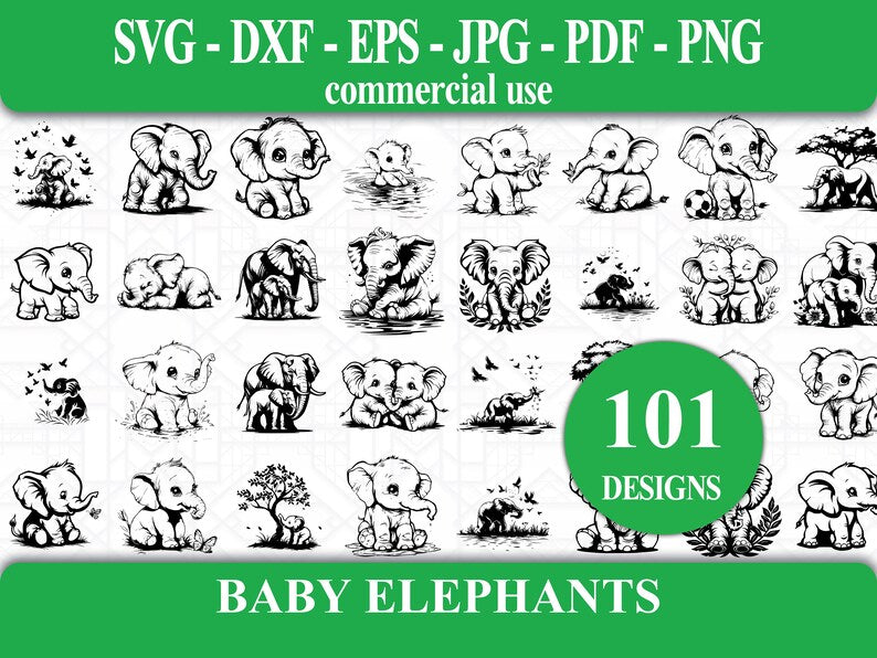 Baby Elephants SVG Bundle - CraftNest - Digital Crafting and Art