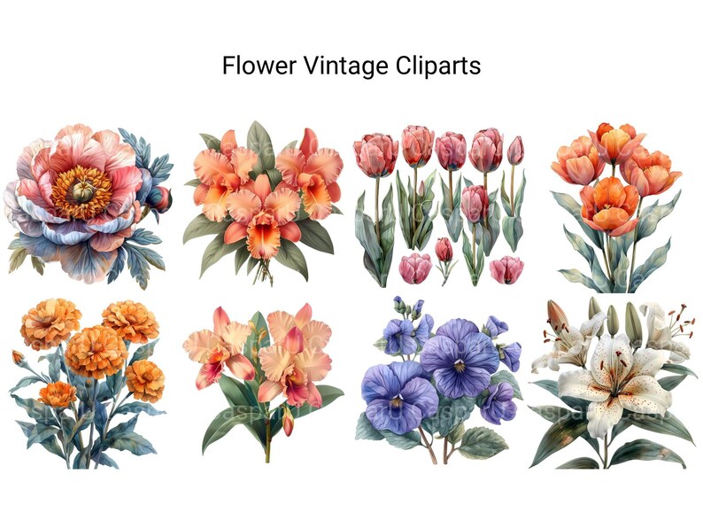 Vintage Flowers Clipart - CraftNest - Digital Crafting and Art