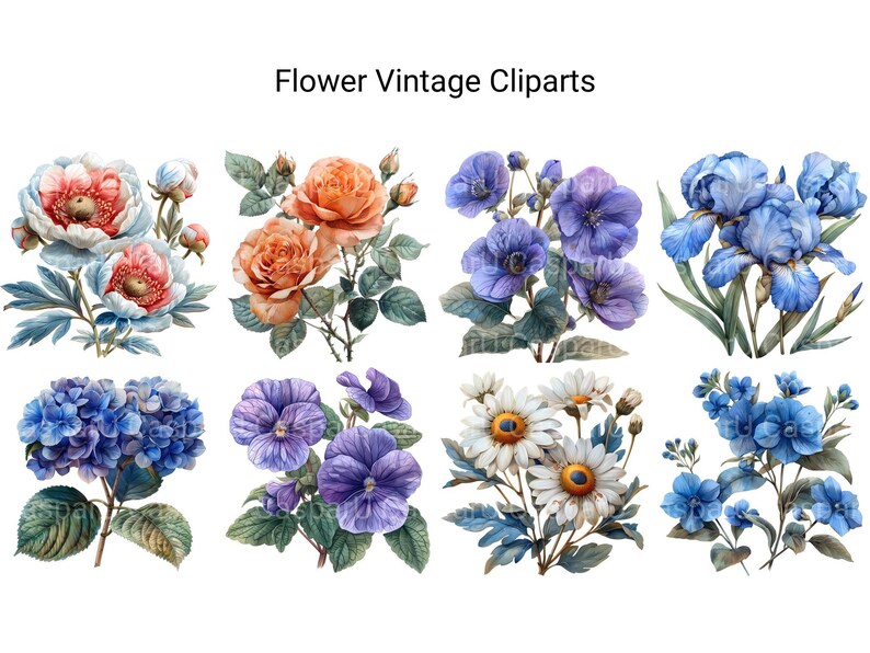 Vintage Flowers Clipart - CraftNest - Digital Crafting and Art
