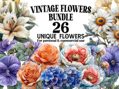 Vintage Flowers Clipart - CraftNest - Digital Crafting and Art
