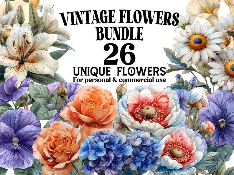 Vintage Flowers Clipart - CraftNest - Digital Crafting and Art