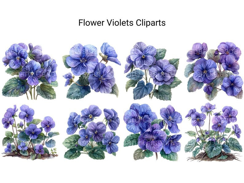 Violets Flowers Clipart - CraftNest - Digital Crafting and Art