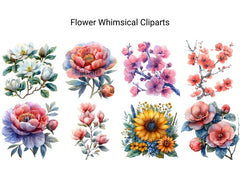 Whimsical Flowers Clipart - CraftNest - Digital Crafting and Art