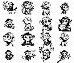Baby Monkeys SVG Bundle - CraftNest - Digital Crafting and Art