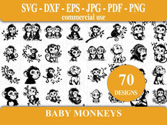 Baby Monkeys SVG Bundle - CraftNest - Digital Crafting and Art