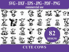 Cute Cows SVG Bundle - CraftNest - Digital Crafting and Art