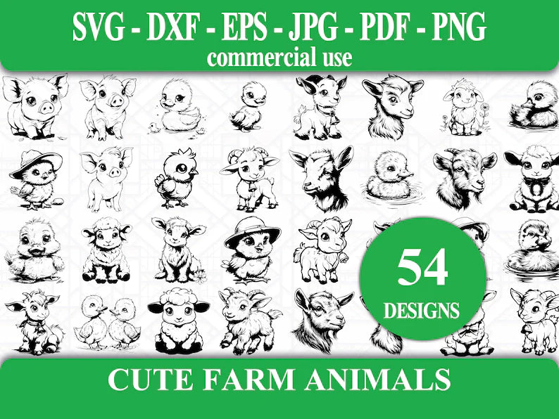 Cute Farm Animals SVG Bundle - CraftNest - Digital Crafting and Art