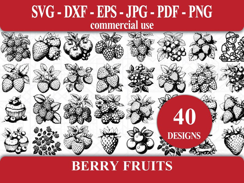 Berry Fruits SVG Bundle - CraftNest - Digital Crafting and Art