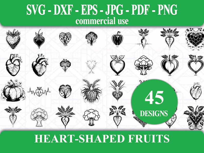 Heart-Shaped Fruits SVG Bundle - CraftNest - Digital Crafting and Art
