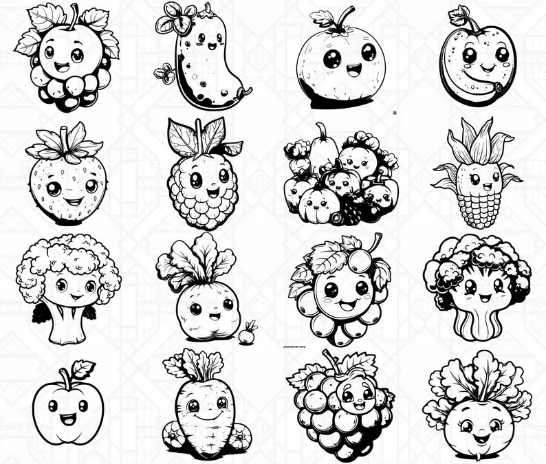 Kawaii Fruits SVG Bundle - CraftNest - Digital Crafting and Art