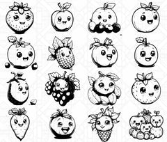 Kawaii Fruits SVG Bundle - CraftNest - Digital Crafting and Art