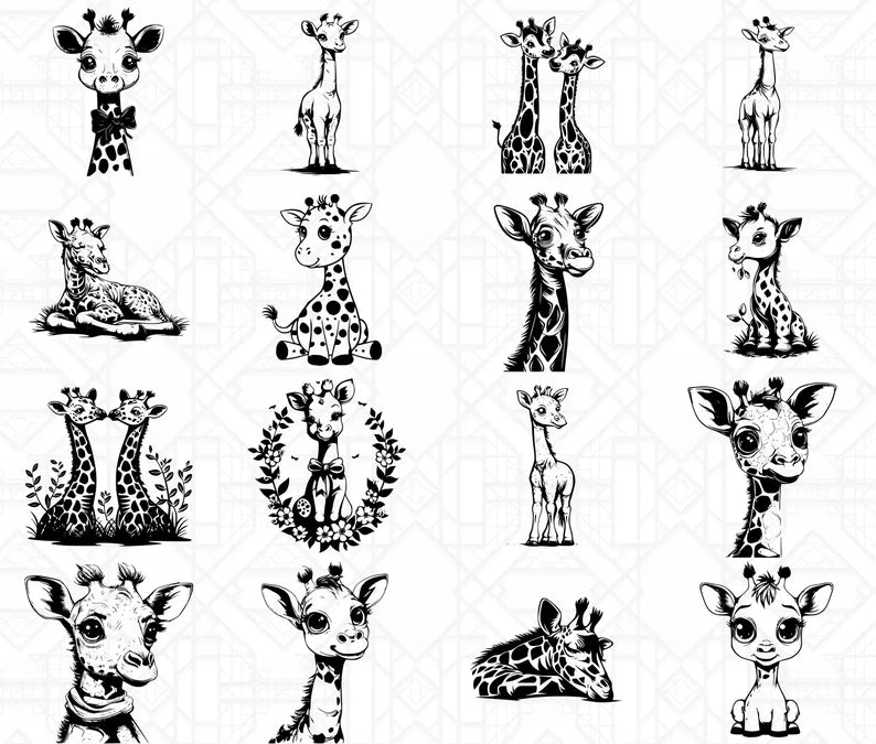 Baby Giraffes SVG Bundle - CraftNest - Digital Crafting and Art
