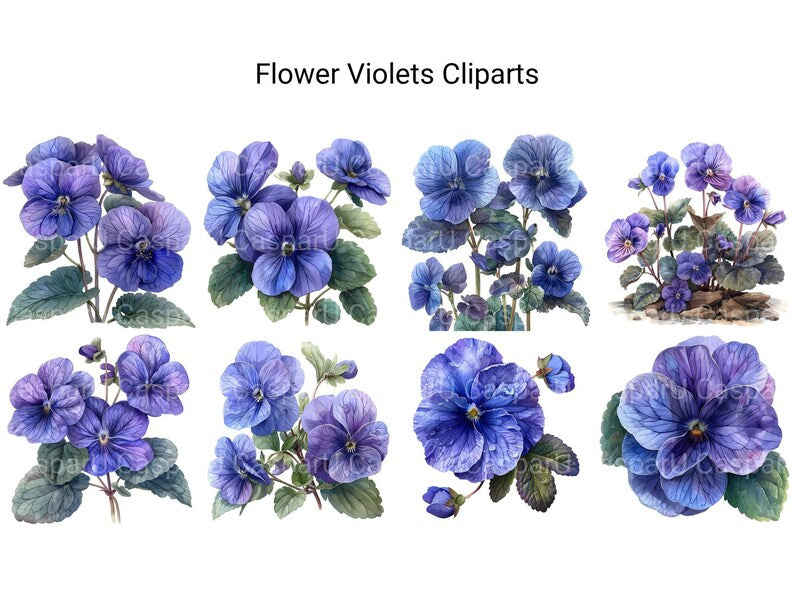 Violets Flowers Clipart - CraftNest - Digital Crafting and Art
