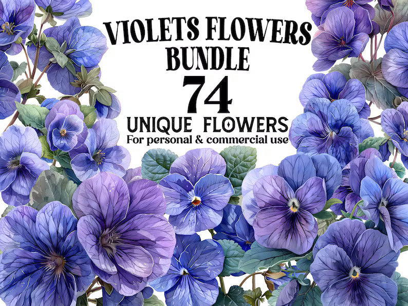 Violets Flowers Clipart - CraftNest - Digital Crafting and Art