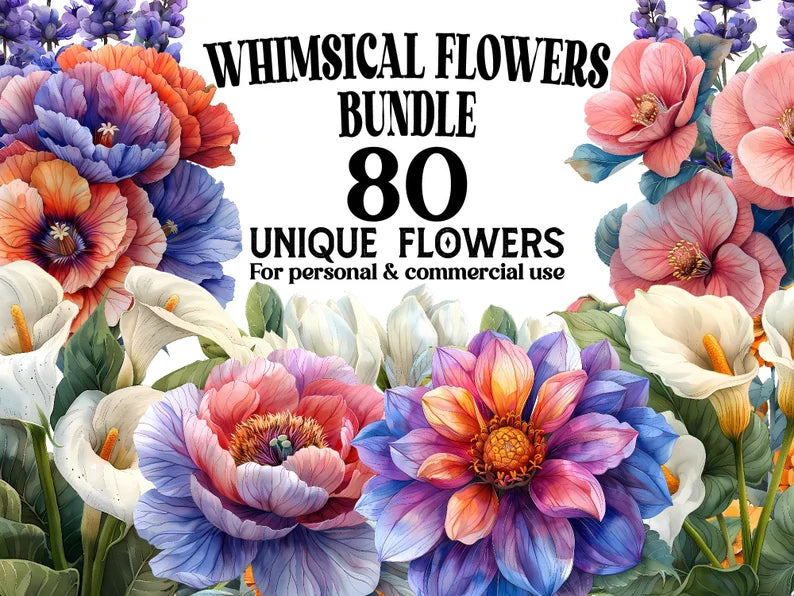 Whimsical Flowers Clipart - CraftNest - Digital Crafting and Art
