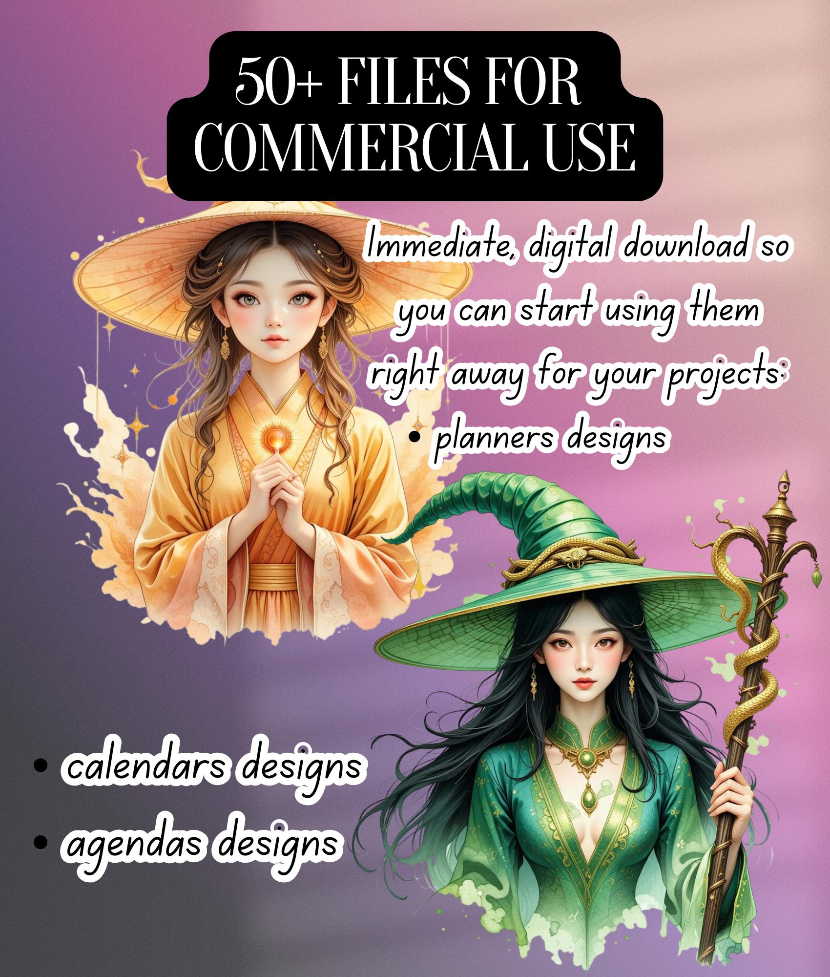 Asian Witch Clipart Bundle